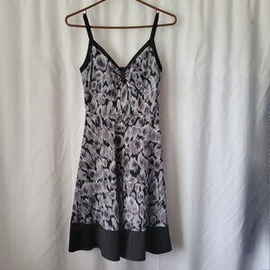 Joei & I Dress Small Black White Animal Print Halter party spaghetti straps EUC